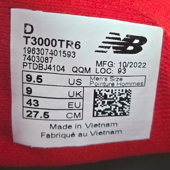 New Balance Fresh Foam 3000 v6 Turf Trainer Mens 9.5 Red T3000TR6 Baseball Shoes - Picture 7 of 7